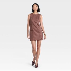 Brown Sleeveless Suede Mini Dress NWOT